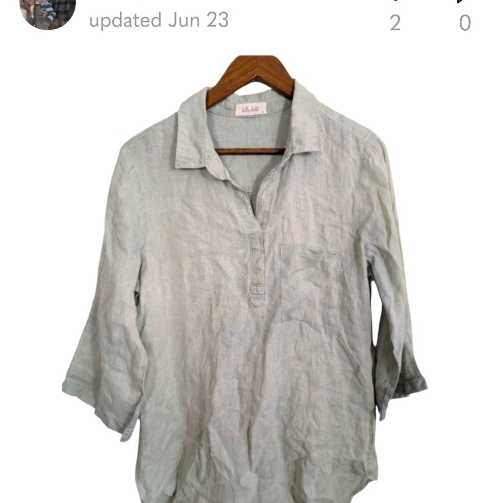Bella Dahl Light Gray Button Down Shirt